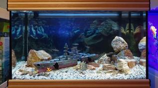 Детский аквариум "затонувший линкор" (объем аквариума 135 литров)