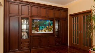 Мебельная стенка с панорамным аквариумом